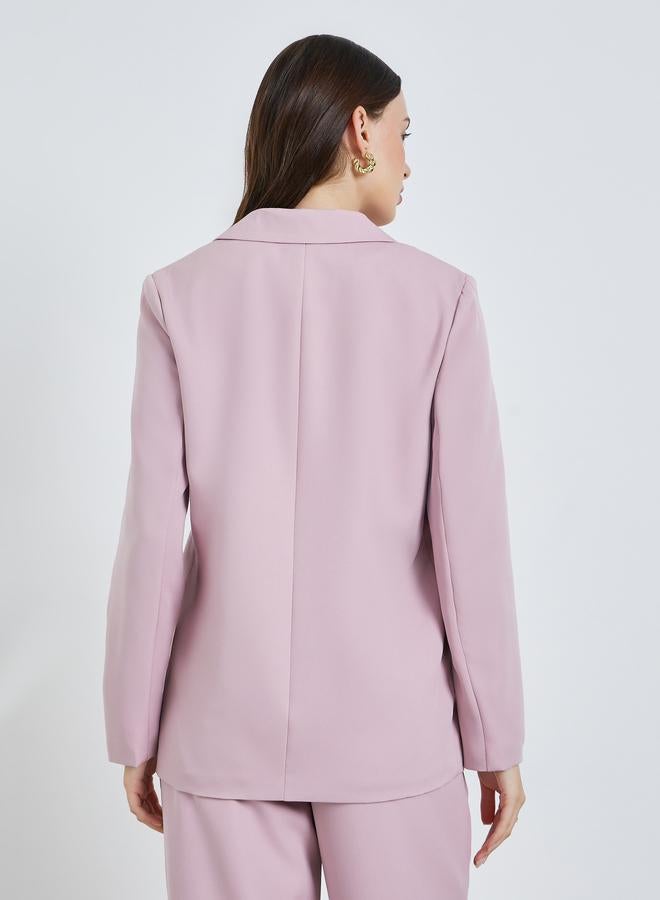 Styli Pink Oversized Notch Lapel Blazer - Image 3